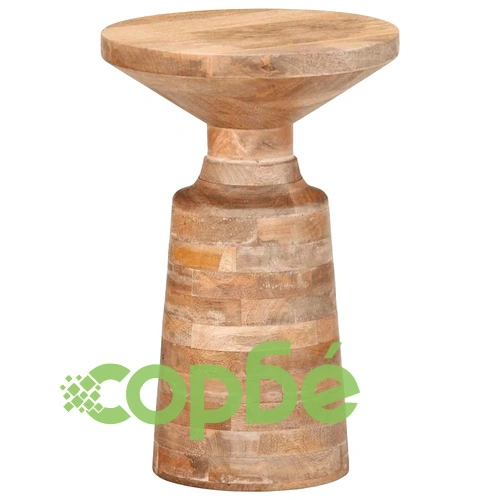 Кръгла странична маса от масивно манго дърво 33x50 cm с пясъкоструйно покритие ➤ топ цена ➤ sorbe.bg