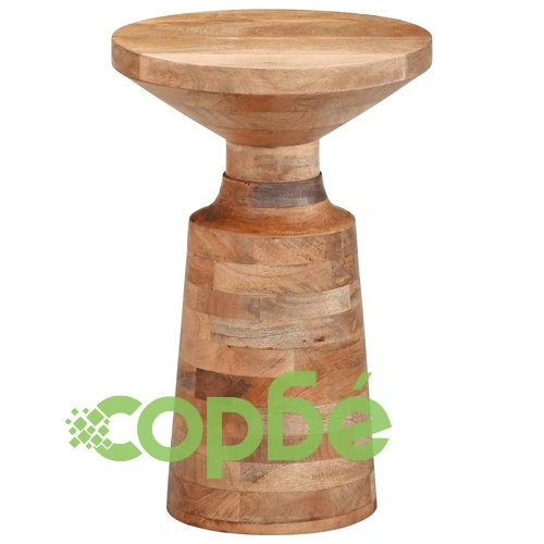 Кръгла странична маса от масивно манго дърво 33x50 cm с пясъкоструйно покритие ➤ топ цена ➤ sorbe.bg