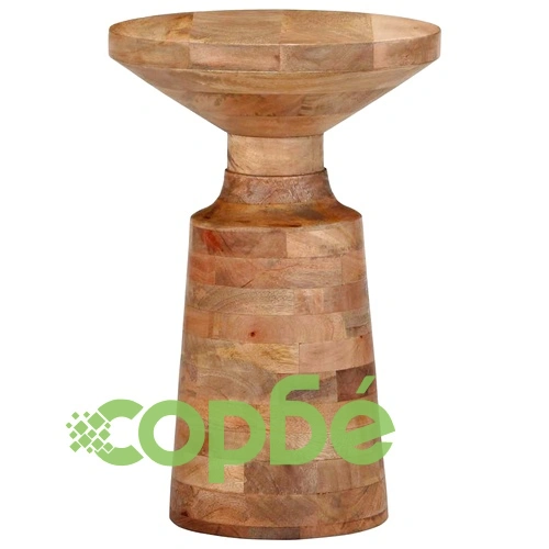 Кръгла странична маса от масивно манго дърво 33x50 cm с пясъкоструйно покритие ➤ топ цена ➤ sorbe.bg