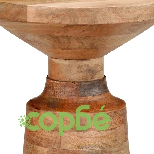 Кръгла странична маса от масивно манго дърво 33x50 cm с пясъкоструйно покритие ➤ топ цена ➤ sorbe.bg