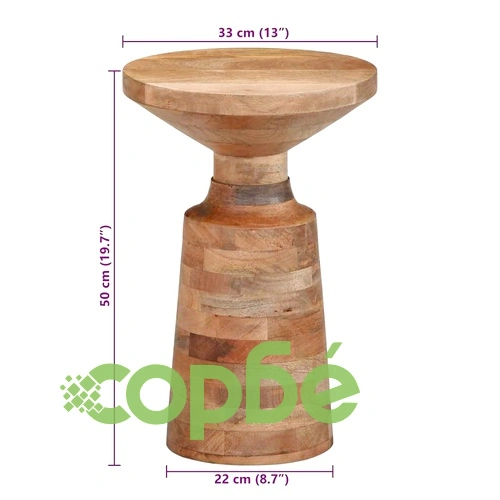 Кръгла странична маса от масивно манго дърво 33x50 cm с пясъкоструйно покритие ➤ топ цена ➤ sorbe.bg