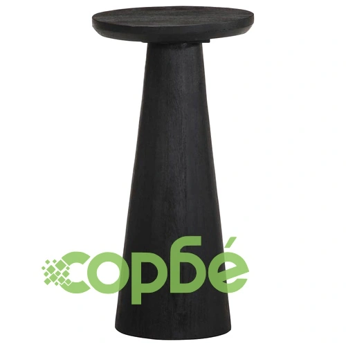 Кръгла странична маса от масивно манго дърво, черна, 30x60 cm ➤ топ цена ➤ sorbe.bg