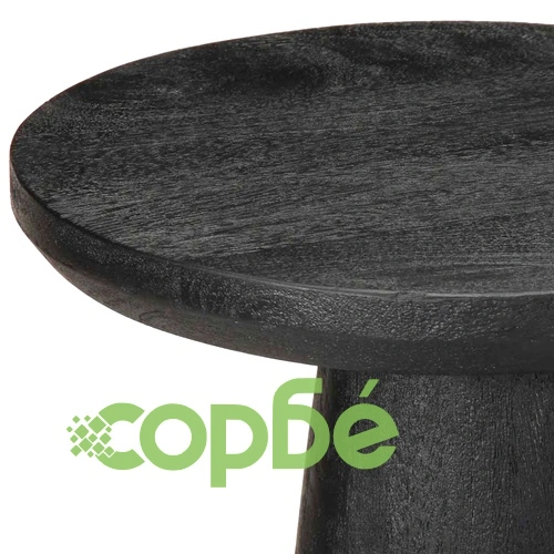 Кръгла странична маса от масивно манго дърво, черна, 30x60 cm ➤ топ цена ➤ sorbe.bg