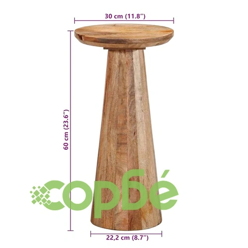 Кръгла странична маса 30x60 cm от масивно манго дърво ➤ топ цена ➤ sorbe.bg