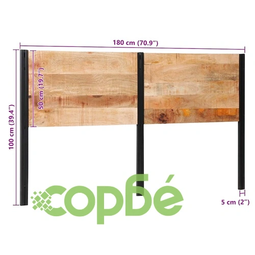 Табла за легло 180 см от масивно манго дърво и желязо ➤ топ цена ➤ sorbe.bg