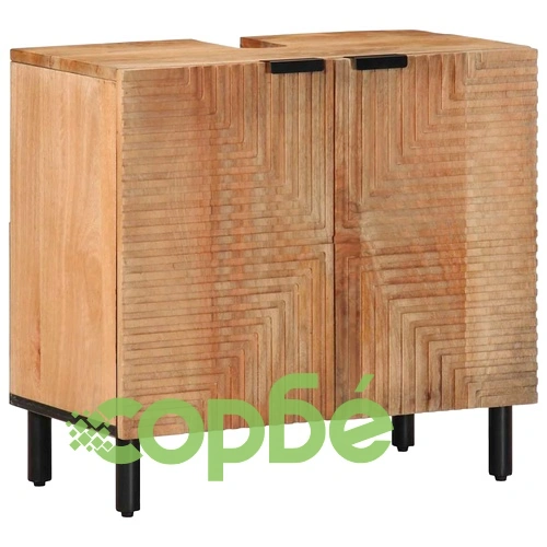 Шкаф за мивка за баня от масивно манго дърво, кафяв, 62x33x58 cm ➤ топ цена ➤ sorbe.bg