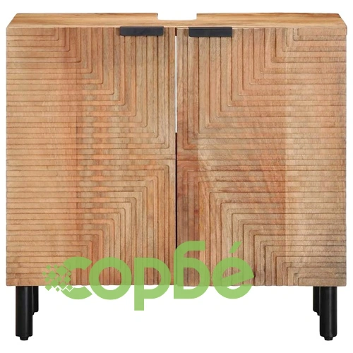 Шкаф за мивка за баня от масивно манго дърво, кафяв, 62x33x58 cm ➤ топ цена ➤ sorbe.bg