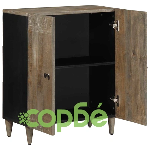 Шкаф от Масивно Манго Дърво в Светло Сив Цвят 60x33,5x75 cm ➤ топ цена ➤ sorbe.bg