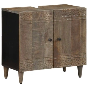 Шкаф за баня с мивка 62x33x58 см от масивно мангово дърво