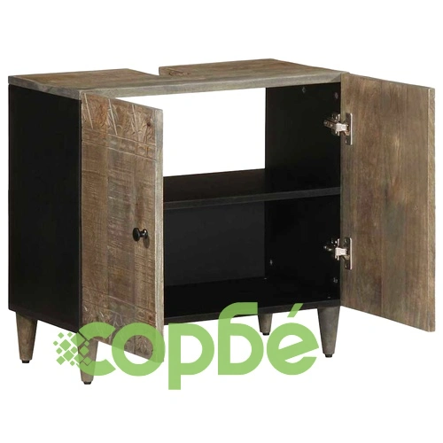 Шкаф за баня с мивка 62x33x58 см от масивно мангово дърво ➤ топ цена ➤ sorbe.bg