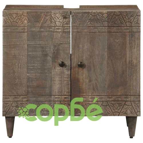 Шкаф за баня с мивка 62x33x58 см от масивно мангово дърво ➤ топ цена ➤ sorbe.bg