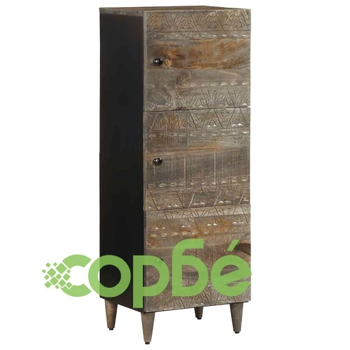 Висок шкаф от масивно мангово дърво, 40x33x110 см, черен ➤ топ цена ➤ sorbe.bg