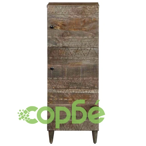 Висок шкаф от масивно мангово дърво, 40x33x110 см, черен ➤ топ цена ➤ sorbe.bg