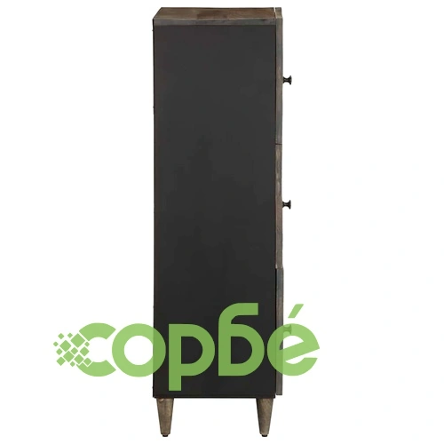 Висок шкаф от масивно мангово дърво, 40x33x110 см, черен ➤ топ цена ➤ sorbe.bg