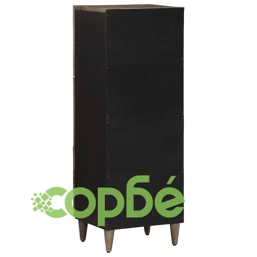 Висок шкаф от масивно мангово дърво, 40x33x110 см, черен ➤ топ цена ➤ sorbe.bg