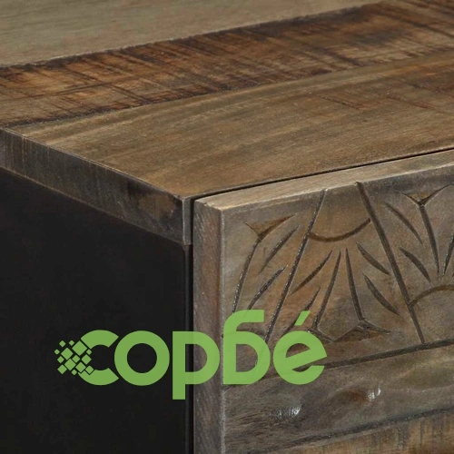 Висок шкаф от масивно мангово дърво, 40x33x110 см, черен ➤ топ цена ➤ sorbe.bg