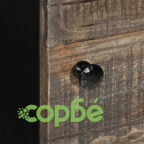 Висок шкаф от масивно мангово дърво, 40x33x110 см, черен ➤ топ цена ➤ sorbe.bg