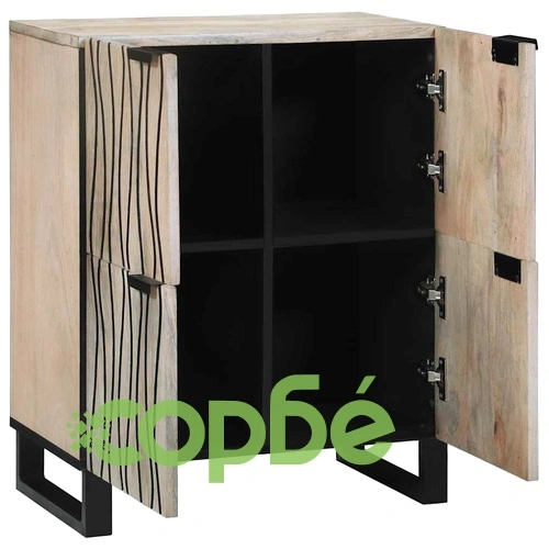 Шкаф за съхранение от мангово дърво 60x33.5x75 см бял и черен ➤ топ цена ➤ sorbe.bg