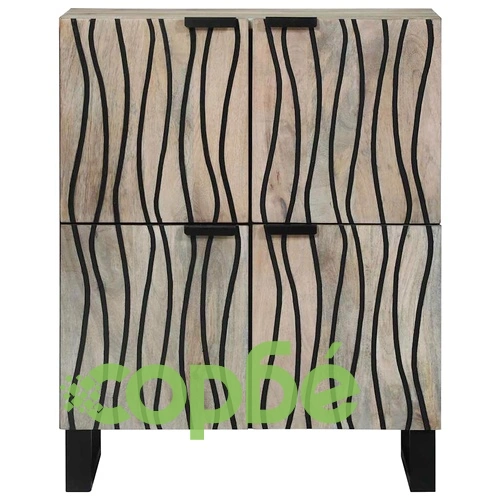 Шкаф за съхранение от мангово дърво 60x33.5x75 см бял и черен ➤ топ цена ➤ sorbe.bg