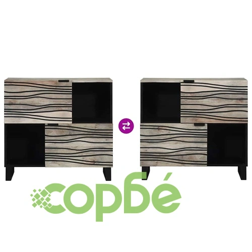 Шкаф от масивно мангово дърво бял 80x33x75 см с 2 врати ➤ топ цена ➤ sorbe.bg