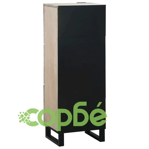 Висок шкаф от мангово дърво 40x33.5x110 см бял и черен с 3 врати ➤ топ цена ➤ sorbe.bg