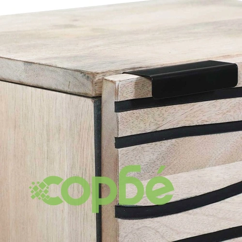 Висок шкаф от мангово дърво 40x33.5x110 см бял и черен с 3 врати ➤ топ цена ➤ sorbe.bg