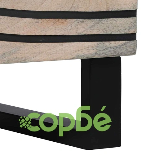 Висок шкаф от мангово дърво 40x33.5x110 см бял и черен с 3 врати ➤ топ цена ➤ sorbe.bg