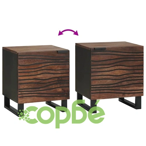 Нощни шкафчета 2 броя от масивно мангово дърво 40x33x46 см орех ➤ топ цена ➤ sorbe.bg