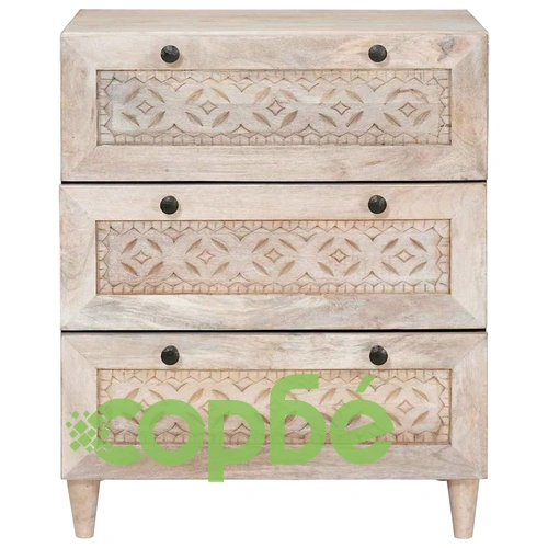 Служебен шкаф от масивно мангово дърво 60x33x75 см бял ➤ топ цена ➤ sorbe.bg