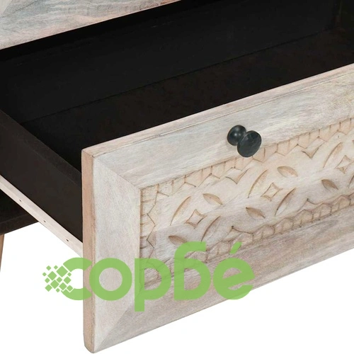 Служебен шкаф от масивно мангово дърво 60x33x75 см бял ➤ топ цена ➤ sorbe.bg