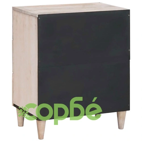 Нощно шкафче Бяло 50 x 33 x 60 см Масив от манго ➤ топ цена ➤ sorbe.bg