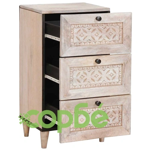 Шкаф с чекмедже от масивно манго 33.5 x 40 x 75 см, Бяло ➤ топ цена ➤ sorbe.bg