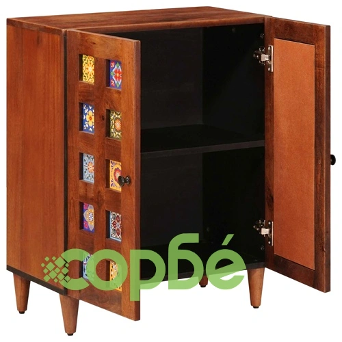 Служебен шкаф 60 x 33,5 x 75 см, масивно мангово дърво, орех ➤ топ цена ➤ sorbe.bg