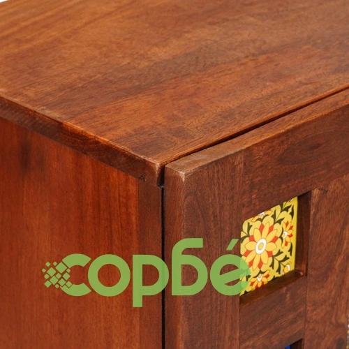 Служебен шкаф 60 x 33,5 x 75 см, масивно мангово дърво, орех ➤ топ цена ➤ sorbe.bg
