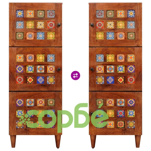 Висок шкаф Орех 40 x 33,5 x 110 см Масивно манго дърво ➤ топ цена ➤ sorbe.bg