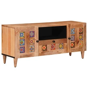 ТВ шкаф Натурал 105 x 33,5 x 46 см, масивно мангово дърво