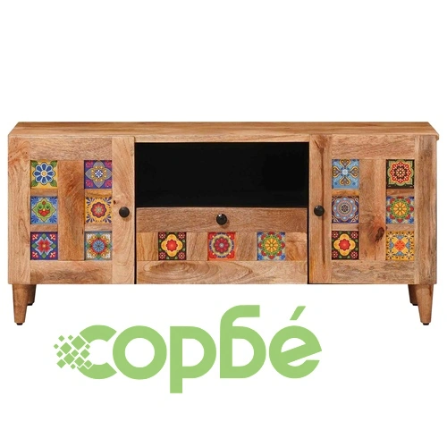 ТВ шкаф Натурал 105 x 33,5 x 46 см, масивно мангово дърво ➤ топ цена ➤ sorbe.bg