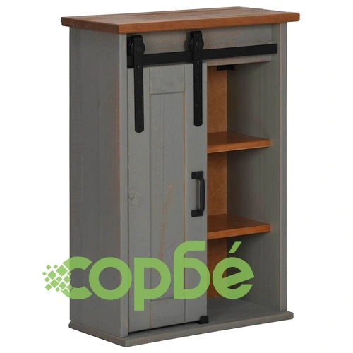 Висящ шкаф HALDEN с плъзгаща се врата - сив, 49x22,5x70 cm, масивна борова дървесина ➤ топ цена ➤ sorbe.bg