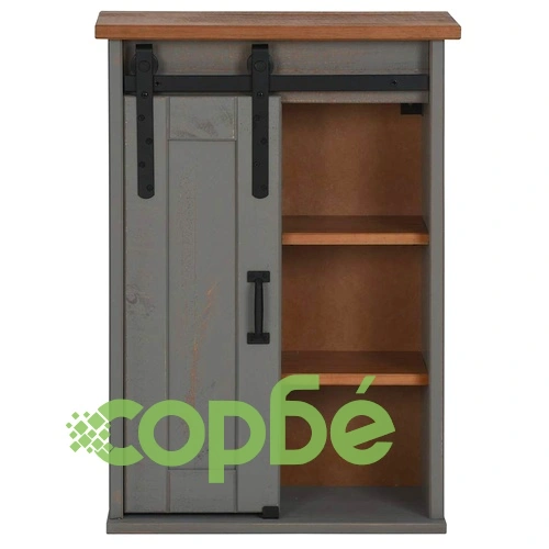 Висящ шкаф HALDEN с плъзгаща се врата - сив, 49x22,5x70 cm, масивна борова дървесина ➤ топ цена ➤ sorbe.bg