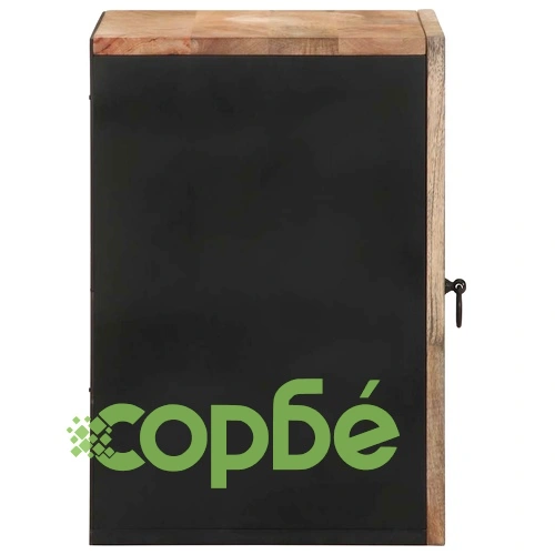 Висящ шкаф за баня от масивно мангово дърво, черен, 38x33,5x48 см ➤ топ цена ➤ sorbe.bg