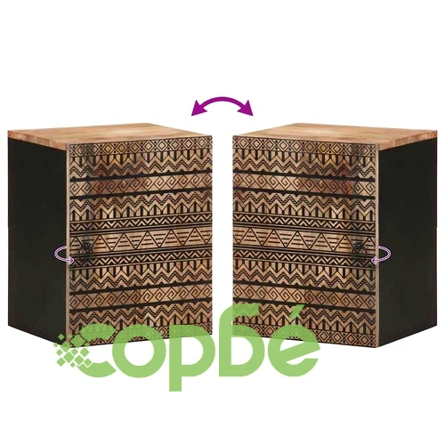 Висящ шкаф за баня от масивно мангово дърво, черен, 38x33,5x48 см ➤ топ цена ➤ sorbe.bg