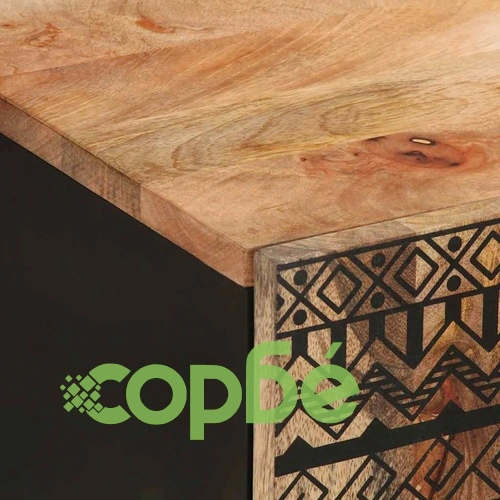 Висящ шкаф за баня от масивно мангово дърво, черен, 38x33,5x48 см ➤ топ цена ➤ sorbe.bg