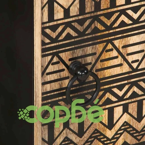 Висящ шкаф за баня от масивно мангово дърво, черен, 38x33,5x48 см ➤ топ цена ➤ sorbe.bg