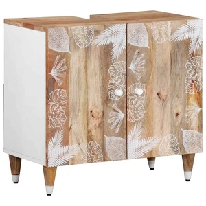 Шкаф за баня 62x33x58 см от масивно мангово дърво с 2 врати