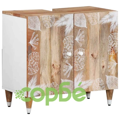 Шкаф за баня 62x33x58 см от масивно мангово дърво с 2 врати ➤ топ цена ➤ sorbe.bg