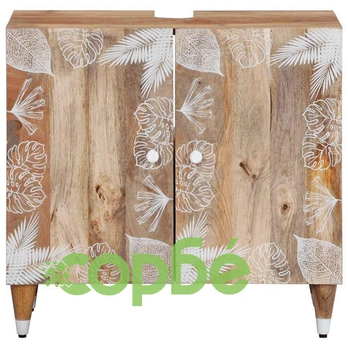 Шкаф за баня 62x33x58 см от масивно мангово дърво с 2 врати ➤ топ цена ➤ sorbe.bg