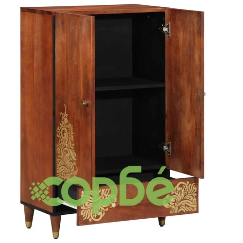 Висок шкаф от масивно мангово дърво 60x33.5x100 см кафяв ➤ топ цена ➤ sorbe.bg