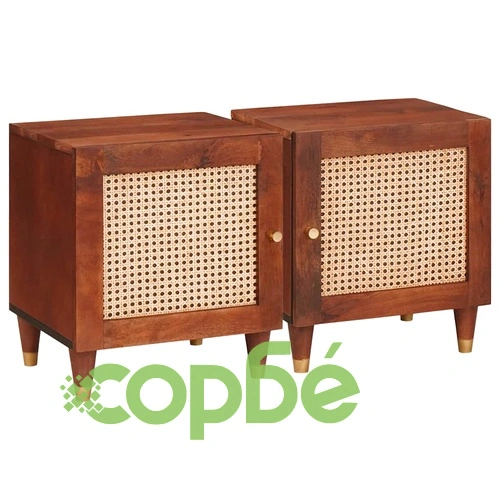 Нощни маси от масивно мангово дърво - комплект 2 броя 40x33.5x46 см ➤ топ цена ➤ sorbe.bg