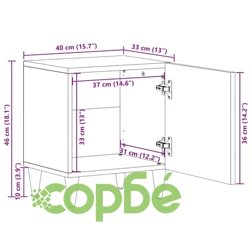 Нощни маси от масивно мангово дърво - комплект 2 броя 40x33.5x46 см ➤ топ цена ➤ sorbe.bg