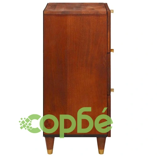 Служебен шкаф с 3 чекмеджета от мангово дърво и ратан 40x33.5x75 см кафяв ➤ топ цена ➤ sorbe.bg